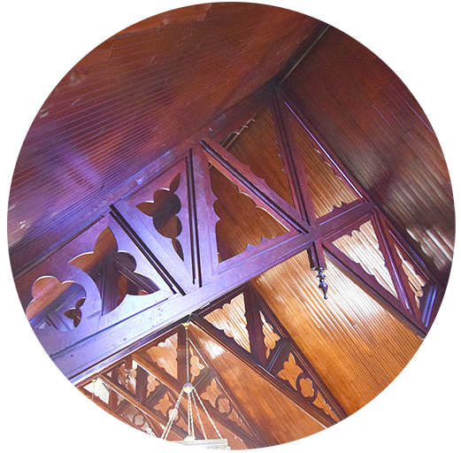 Close-up of roof beams