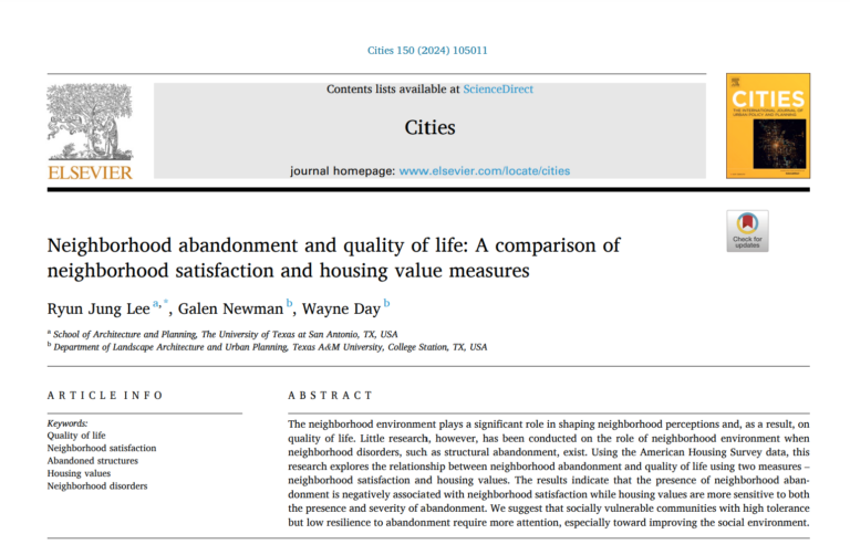 Neighborhood abandonment and quality of life: A comparison of neighborhood satisfaction and housing value measures